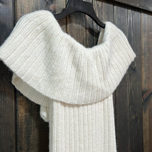Worth Collective Bow Maxi Sweater Dress S Ivory Cream Ribbed Stretchy Bump Boho - Picture 9 of 13